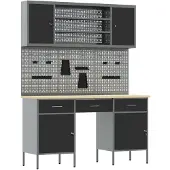 vidaXL Établi avec rangement 10 pièces Noir Ingénieurs Bois et acier