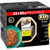 Sheba Mini filets en sauce – Coffret à la volaille pour chat adulte 32x85 g Aliment