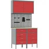 vidaXL Établi avec tiroirs 5 pièces Rouge Ingénieurs Bois et acier
