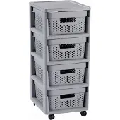 Curver Chariot de rangement ajouré 4x11L - - Infinity - Gris - Mixte
