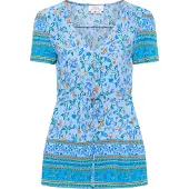 Usha Chemisier bleu clair / vert / orange / blanc