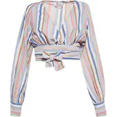 IZIA Chemisier beige / bleu cobalt / menthe / rouge pastel