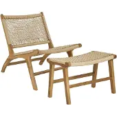 Ebuy24 Derby fauteuil avec repose-pieds teck.