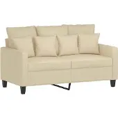 vidaXL Canapé 2 places crème 120 cm Tissu