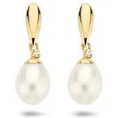 Marie-Celeste Celeste Earparts perles et zircons, (Perle d'eau douce et zirconium)