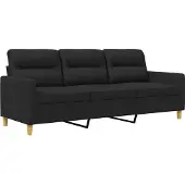 vidaXL Canapé à 3 places Noir 180 cm Tissu