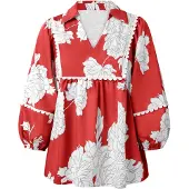 Imily Bela Chemisier gris / rouge / blanc