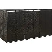 vidaXL Box pour poubelles 3 tonnes noir 207x80x117 cm Poly rotin