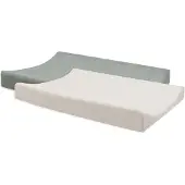 Jollein Lot De 2 Housses Matelas À Langer Éponge 50 X 70 Cm Sea Green Et Ivory