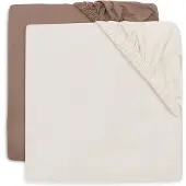 Jollein Fix-Leintuch 2er Set 70/75 x 140/150 cm, Milky Coffee/Ivory (150 x 75 cm)