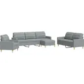 vidaXL Ensemble de canapés 4 pièces avec pouf Tissu gris clair