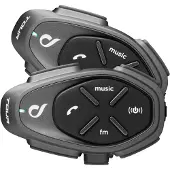 Interphone TOUR HD pour moto, portée de 1500 m, lot de 2, noir