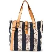 Campomaggi Cabas 'Genziana' bleu marine / noisette / blanc cassé