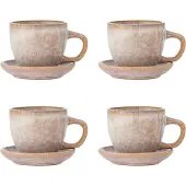 Bloomingville Ensemble tasse et soucoupe Brenta rose 4 pièces