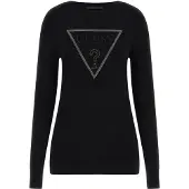 GUESS pour femme. W6RR49Z2NQ2 T-shirt Sasha noir (S), Casuel, Viscose, Manche longue