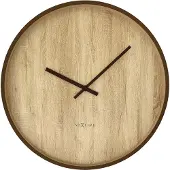 Nextime Horloge murale silencieuse de 50 cm, style Japandi, marron foncé/marron clair