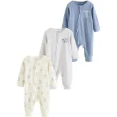 Next Pyjama beige clair / bleu-gris / gris clair