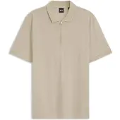 BOSS Polo en coton mélangé avec patte zippée