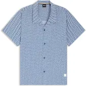 BOSS pour homme. 50535793 Chemise de plage bleue (L), Casuel, Viscose, Manche courte