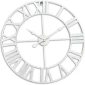 Relaxdays Horloge murale , chiffres romains, Ø 60 cm, horloge de salon à piles, horloge de cuisine analogique, fer, blanche