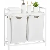 Relaxdays Wäschesammler 2 Fächer mit Ablage (46 l)