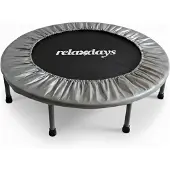 Relaxdays Trampoline d'intérieur , Ø 95 cm, mini-trampoline pliable jusqu'à 100 kg, sport et gymnastique, trampoline de fitness, gris