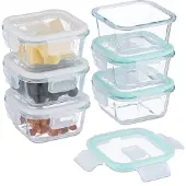 Relaxdays : lot de 6 bocaux en verre avec couvercle, 320 ml, boîtes de conservation, couvercles en plastique, hermétiques, bocaux en verre, transparents