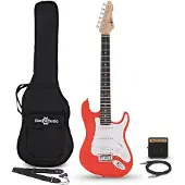 Gear4Music Guitare Électrique LA 3/4 Rouge Pack Mini Ampli de Guitare