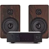 AVCOM Solid State Amplifier with 5" Passive Speakers Walnut