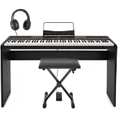 Gear4Music SDP-2 Digital Upright Piano by Bench Pack Black