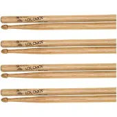 Los Cabos DISC 5B Red Hickory Wood Tip Drumsticks 4 Pair Pack