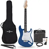 Gear4Music Guitare Électrique LA Bleu Ampli de Guitare 10 W & Pack dAccessoires