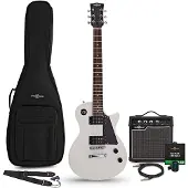 Gear4Music New Jersey Electric Guitar White 10W Guitar Amp & Accessory Pack