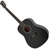 Gear4Music Dreadnought Left Handed Acoustic Guitar by Black