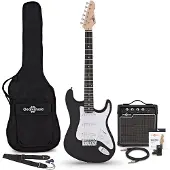Gear4Music LA Electric Guitar Black 10W Guitar Amp & Accessory Pack