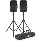 SubZero Enceintes de Sonorisation 12" / 500 W avec Lecteur Multimédia & Pieds