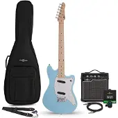 Gear4Music Seattle Electric Guitar Blue 10W Guitar Amp & Accessory Pack