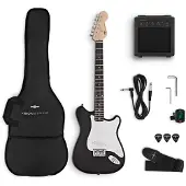 Gear4Music VISIONSTRING Pack avec Guitare Électrique 3/4 Noir