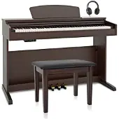 Gear4Music Pack avec Piano Numérique DP-10X par + Tabouret Dark RW