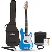 Gear4Music LA Bass Guitar Blue 15W Bass Amp Pack