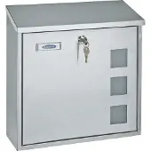 Rottner Boîte à lettres Muro INOX serrure cylindrique en acier inoxydable 2 clés Porte-plaque (10 x 36 x 36 cm)
