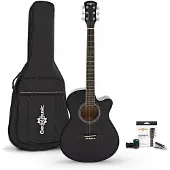Gear4Music Single Cutaway Acoustic Guitar & Accessory Pack by Black