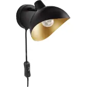 Lyora Applique murale Geti Noir avec intérieur doré