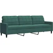 vidaXL Canapé à 3 places Vert foncé 210 cm Velours