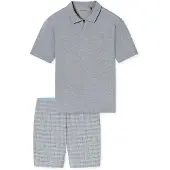 Schiesser Pyjama court gris chiné / noir / blanc