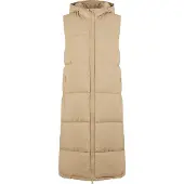 Urban Classics Long Hooded Puffer Vest Beige XS Femme