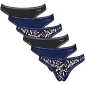 Sloggi String beige / bleu foncé / noir