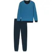 Schiesser Pyjama long 'Basic' bleu / bleu marine