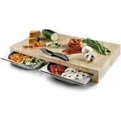 Lacor Planche À Découper 61,5 X 34 Cm Avec 2 Bacs Inox