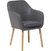 Beliani Chaise de salle à manger assise et dossier en simili cuir gris pieds en bois